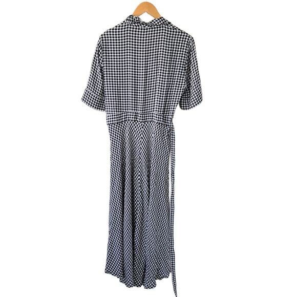 GANNI Black & White Gingham Check Midi Wrap Dress Size 40 (8 US) - Picture 13 of 13